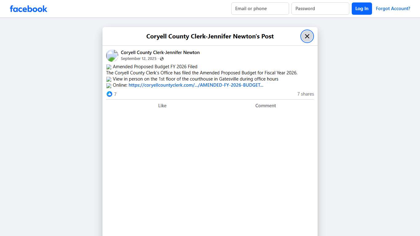 📢 Amended Proposed... - Coryell County Clerk-Jennifer Newton | Facebook