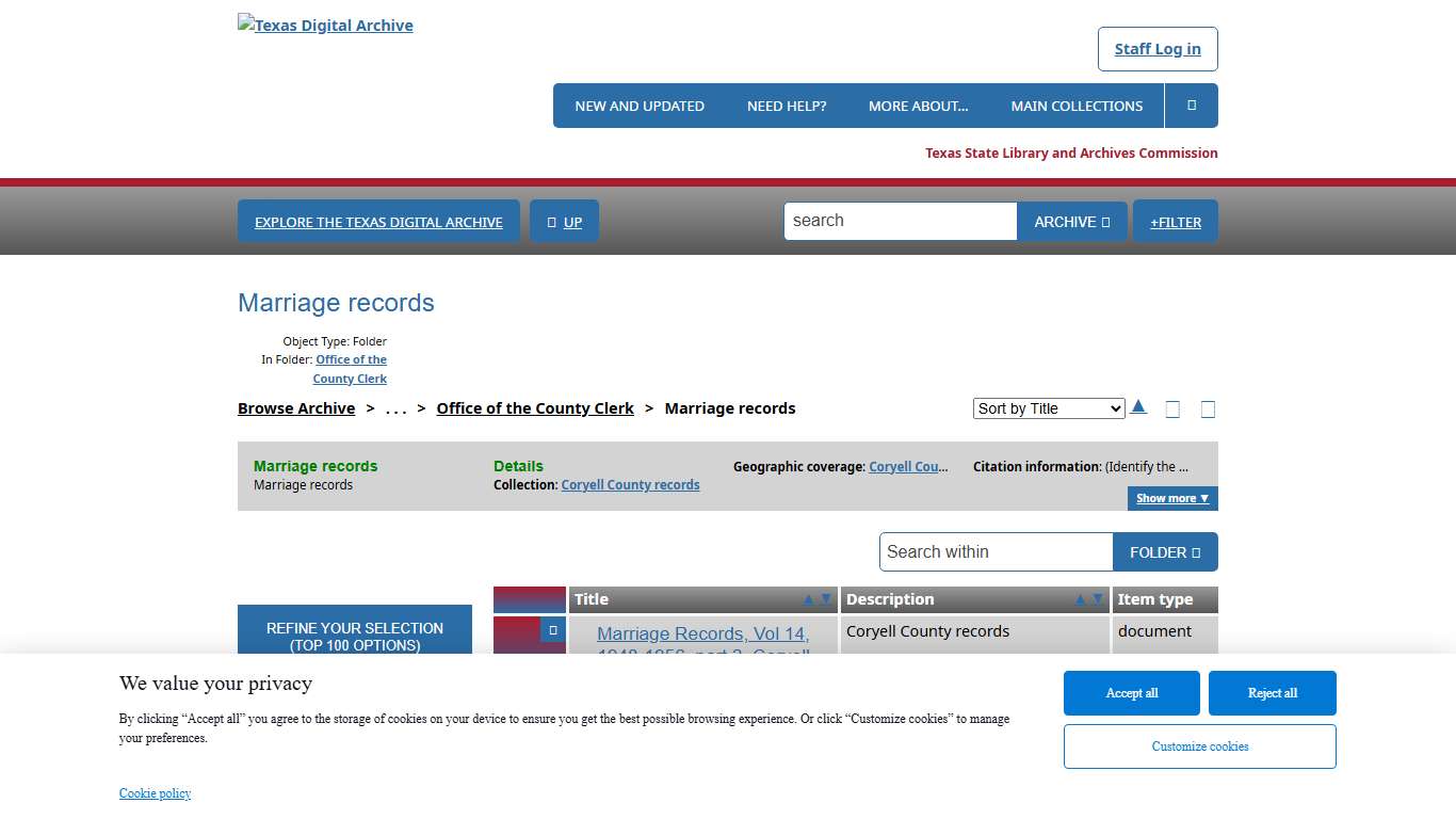 Marriage records | Texas Digital Archive